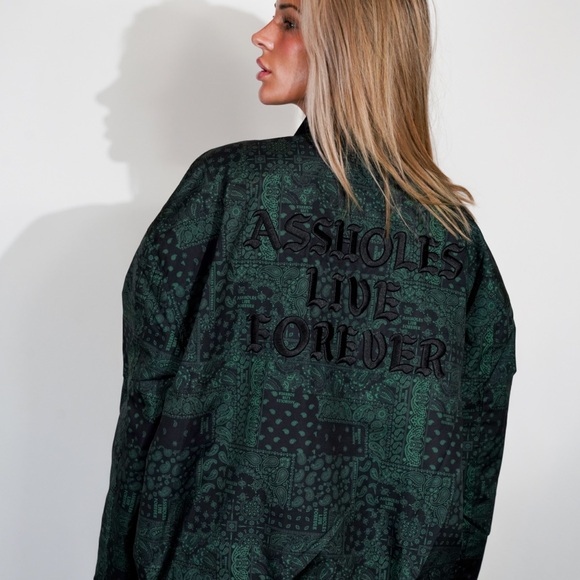 NEW Assholes Live Forever - Unisex Black Irish
Bandana Reversible Bomber Jacket - Picture 2 of 8